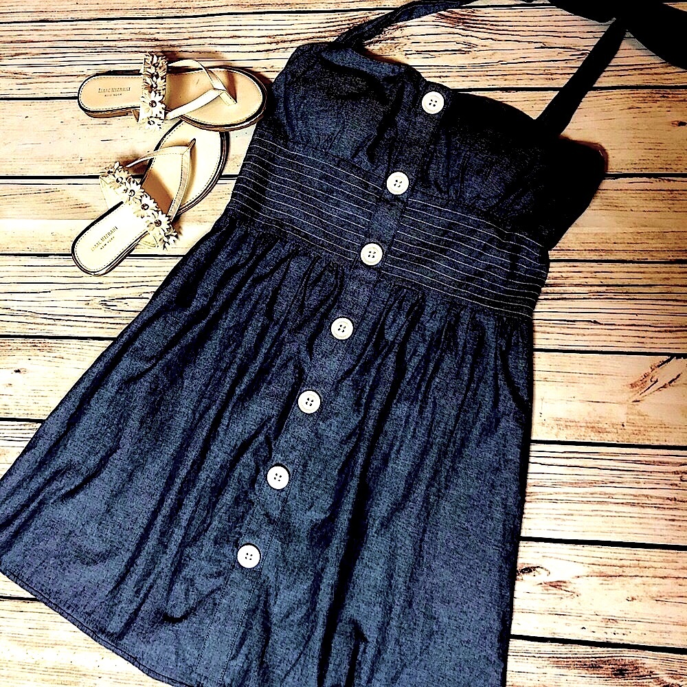 NWT Ruby Rox Denim Chambray Halter Sundress